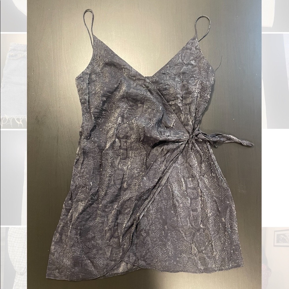 Black snake print mini dress